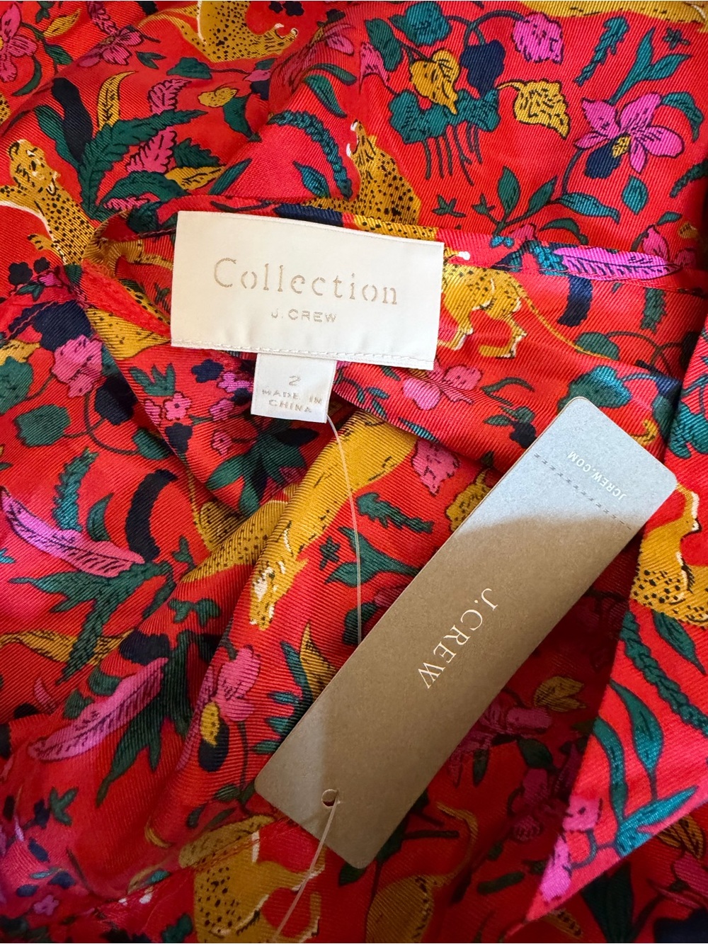 J. Crew Collection Silk Jungle Cat Top Size 2 - Picture 7 of 7